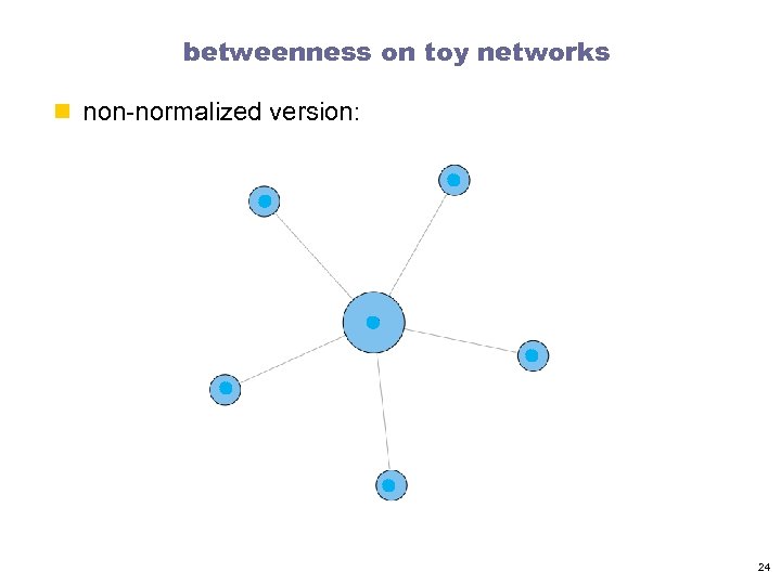 betweenness on toy networks n non-normalized version: 24 