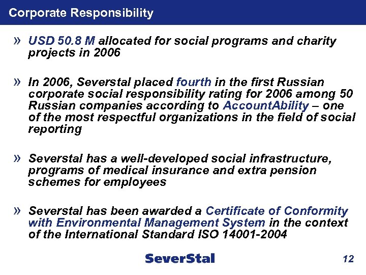 Corporate Responsibility » USD 50. 8 M allocated for social programs and charity projects