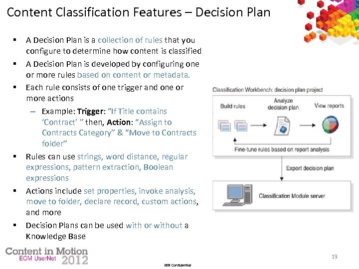 Content Classification Features – Decision Plan § § § A Decision Plan is a