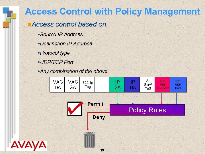 Access Control with Policy Management n. Access control based on • Source IP Address