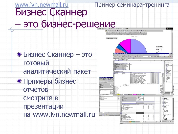 www. ivn. newmail. ru Пример семинара-тренинга Бизнес Сканнер – это бизнес-решение Бизнес Сканнер –