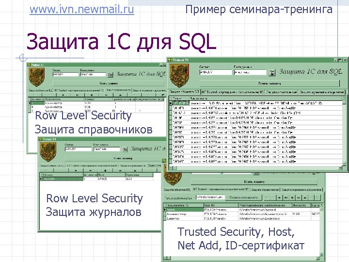 www. ivn. newmail. ru Пример семинара-тренинга Защита 1 С для SQL Row Level Security