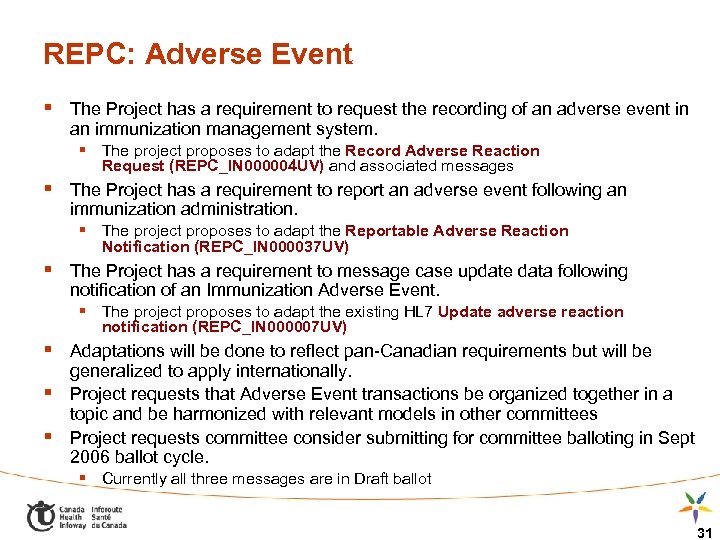 REPC: Adverse Event § The Project has a requirement to request the recording of