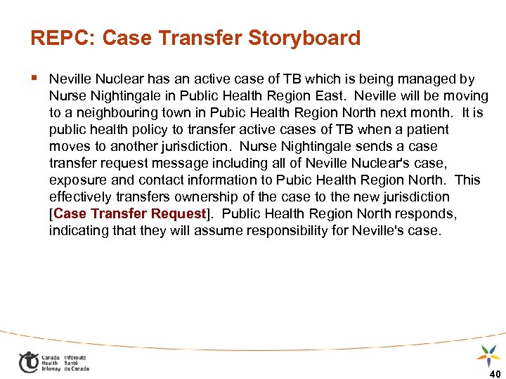 REPC: Case Transfer Storyboard § Neville Nuclear has an active case of TB which