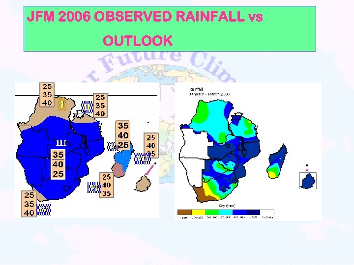 JFM 2006 OBSERVED RAINFALL vs OUTLOOK 