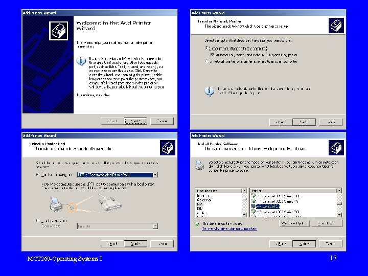 MCT 260 -Operating Systems I 17 