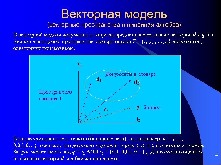 Векторное пространство. Модели векторных пространств. Векторное моделирование. Линейное пространство векторов.