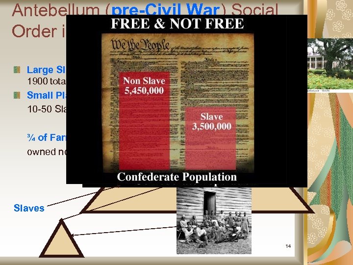 Antebellum (pre-Civil War) Social Order in the South Large Slave Owning Plantations 50 -100