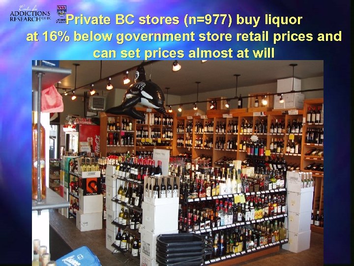 Private BC stores (n=977) buy liquor at 16% below government store retail prices and
