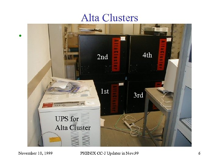 Alta Clusters • 4 th 2 nd 1 st 3 rd UPS for Alta
