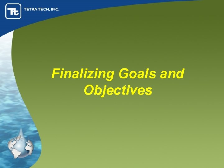 Finalizing Goals and Objectives 