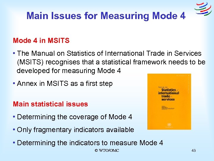 Main Issues for Measuring Mode 4 in MSITS • The Manual on Statistics of