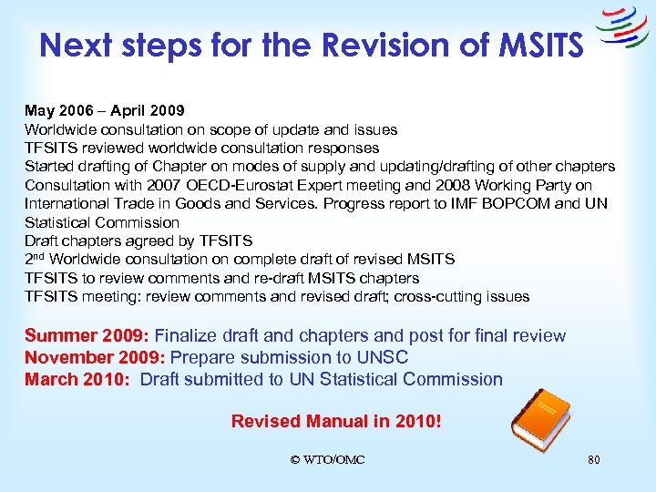 Next steps for the Revision of MSITS May 2006 – April 2009 Worldwide consultation