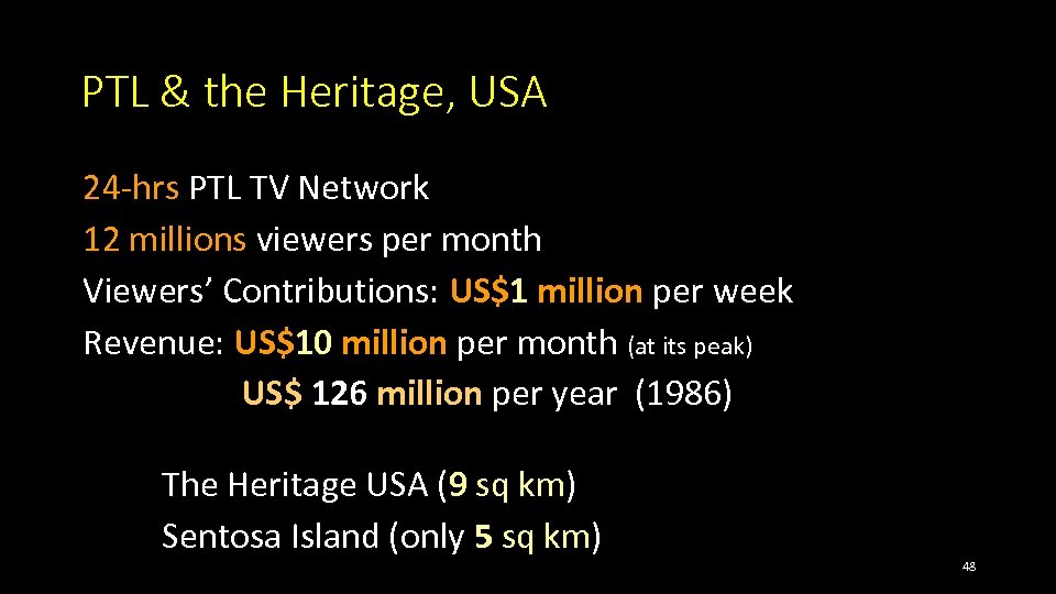 PTL & the Heritage, USA 24 -hrs PTL TV Network 12 millions viewers per