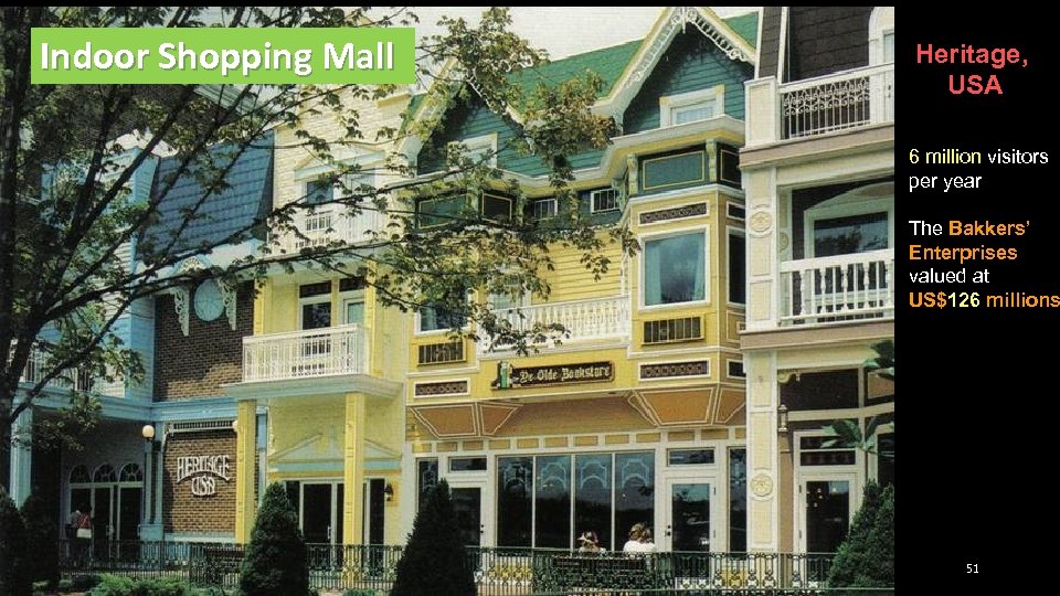 Indoor Shopping Mall Heritage, USA 6 million visitors per year The Bakkers’ Enterprises valued