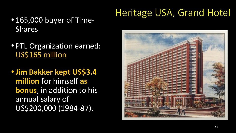  • 165, 000 buyer of Time. Shares Heritage USA, Grand Hotel • PTL