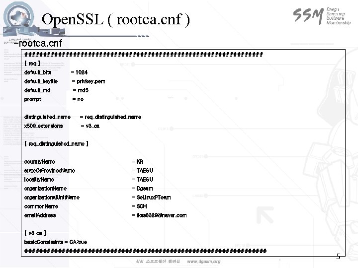 Open. SSL ( rootca. cnf ) -rootca. cnf ################################ [ req ] default_bits =