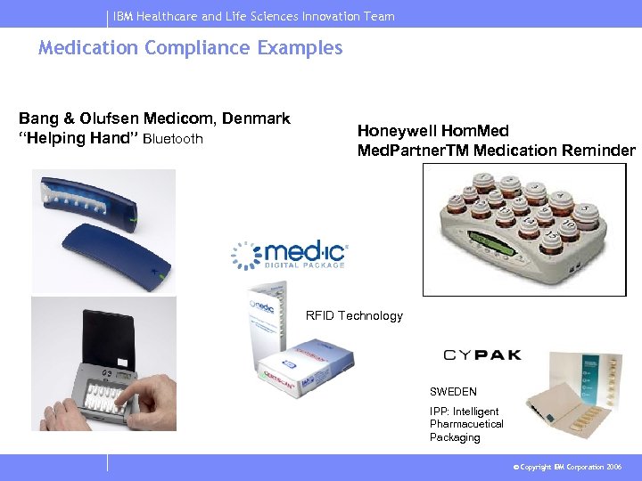 IBM Healthcare and Life Sciences Innovation Team Medication Compliance Examples Bang & Olufsen Medicom,