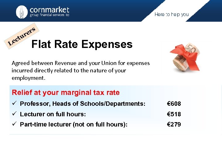 r re ctu e L s Flat Rate Expenses Agreed between Revenue and your