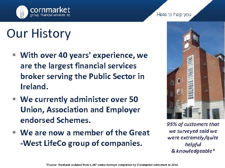 Our History § With over 40 years' experience, we are the largest financial services