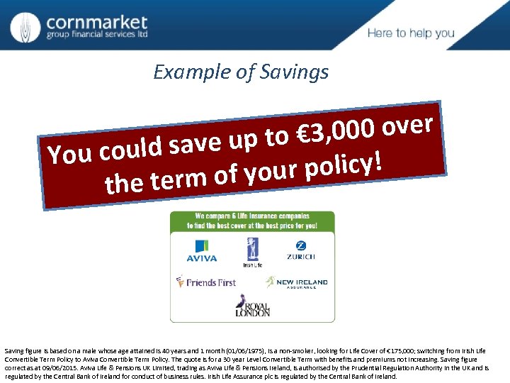 Example of Savings 3, 000 over ve up to € ou could sa Y