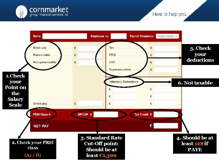 5. Check your deductions 1. Check your Point on the Salary Scale 2. Check