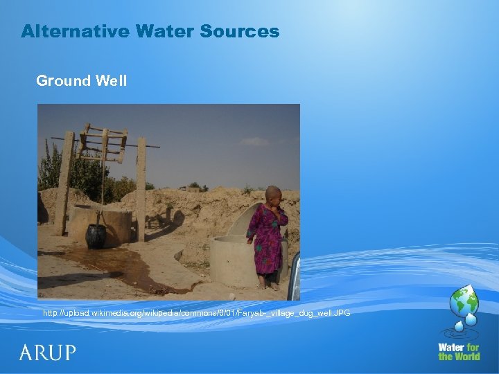 Alternative Water Sources Ground Well http: //upload. wikimedia. org/wikipedia/commons/0/01/Faryab-_village_dug_well. JPG 