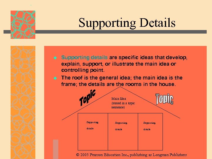 Supporting Details u u Supporting details are specific ideas that develop, explain, support, or