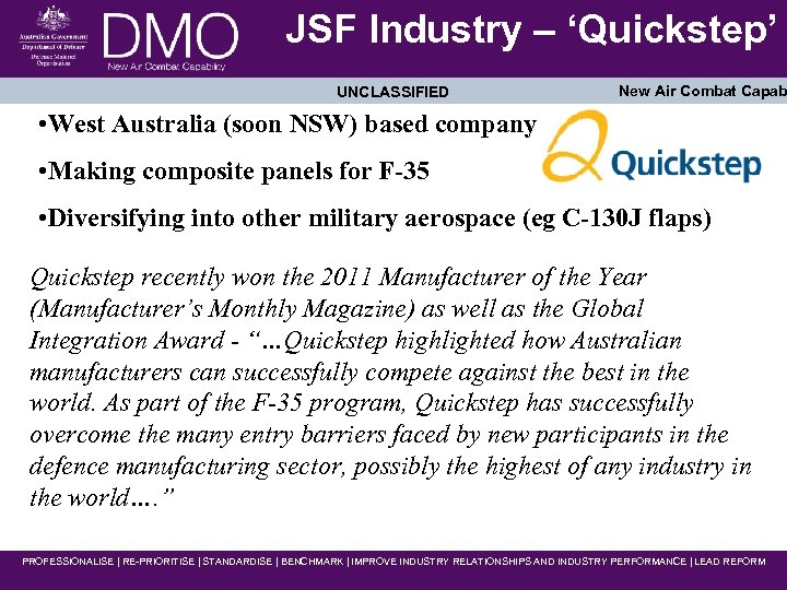 JSF Industry – ‘Quickstep’ New Air Combat Capab • West Australia (soon NSW)