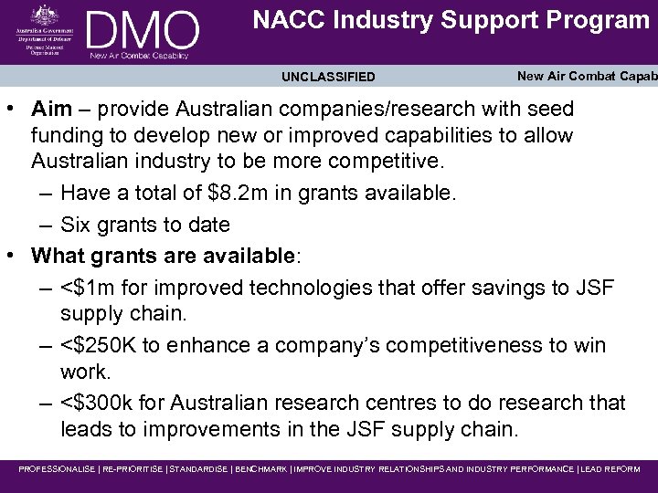 NACC Industry Support Program UNCLASSIFIED New Air Combat Capab • Aim – provide Australian