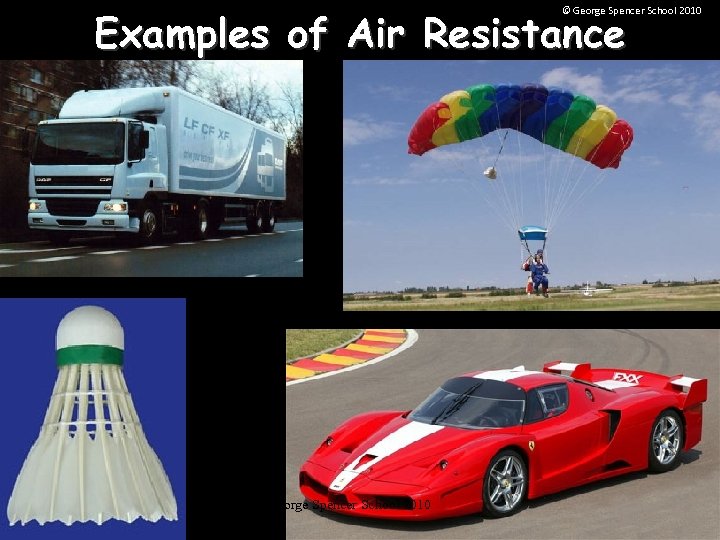 Examples of Air Resistance © George Spencer School 2010 