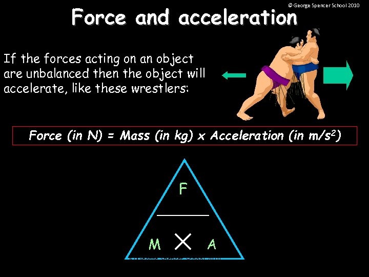 Force and acceleration © George Spencer School 2010 If the forces acting on an