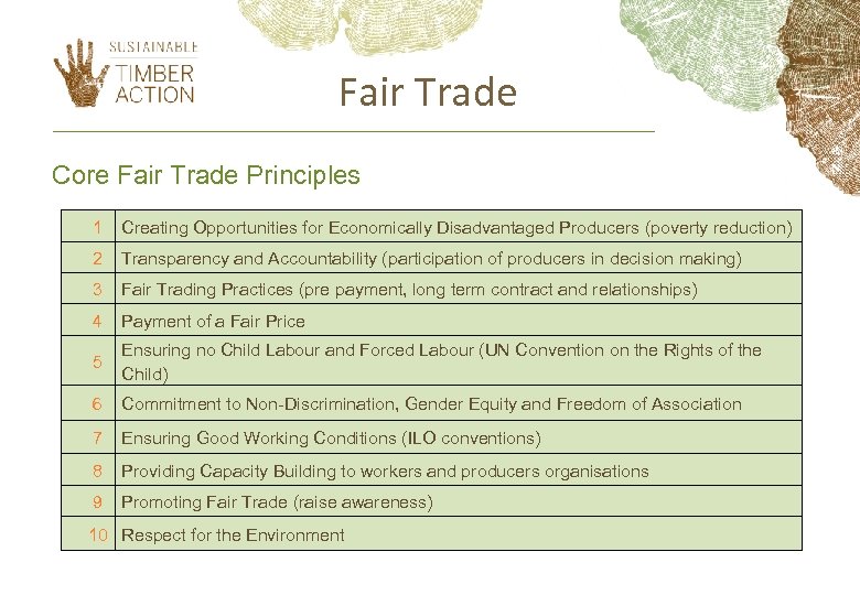 Fair Trade Core Fair Trade Principles 1 Creating Opportunities for Economically Disadvantaged Producers (poverty