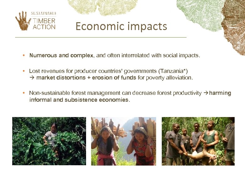 Economic impacts • Numerous and complex, and often interrelated with social impacts. • Lost
