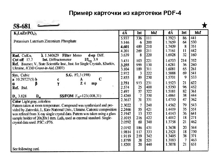 Пример карточки из картотеки PDF-4 