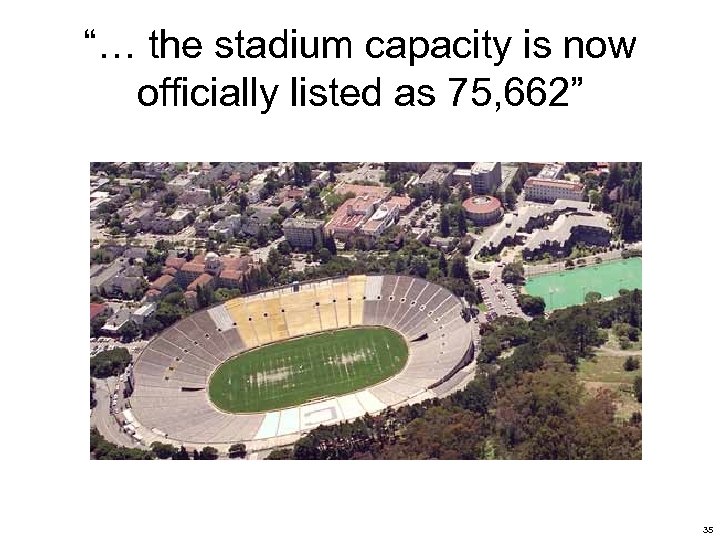 “… the stadium capacity is now officially listed as 75, 662” 35 