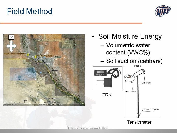 Field Method • Soil Moisture Energy – Volumetric water content (VWC%) – Soil suction