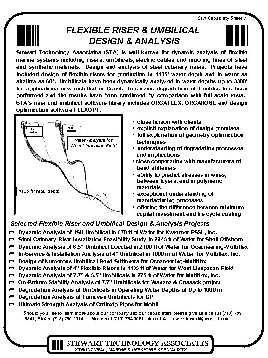 STA Capability Sheet 7 FLEXIBLE RISER & UMBILICAL DESIGN & ANALYSIS Stewart Technology Associates