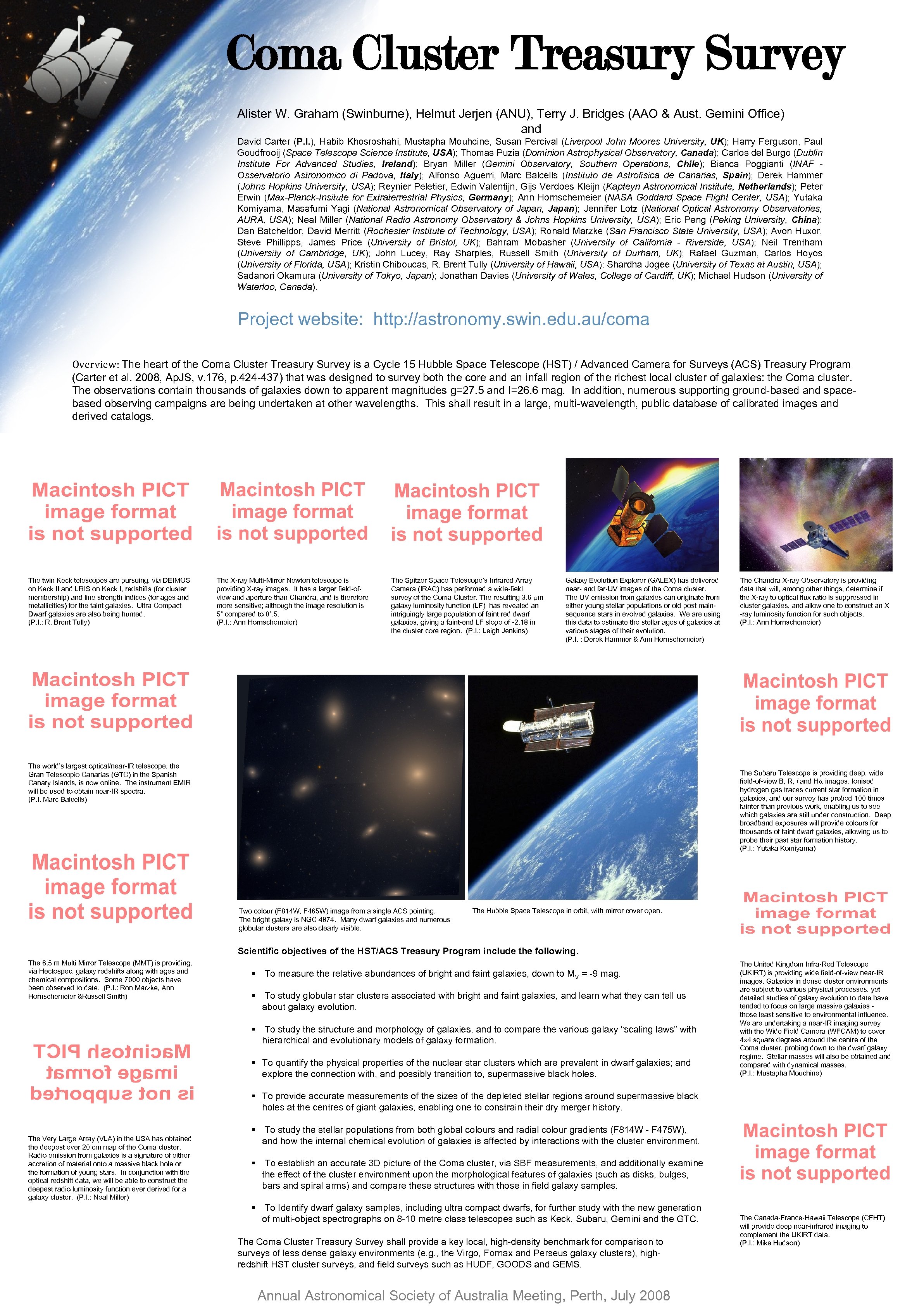 Coma Cluster Treasury Survey Alister W. Graham (Swinburne), Helmut Jerjen (ANU), Terry J. Bridges