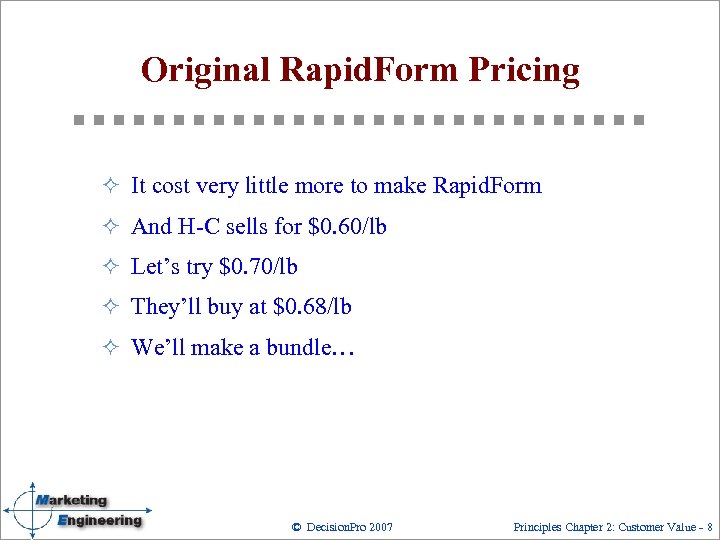 Original Rapid. Form Pricing ² It cost very little more to make Rapid. Form