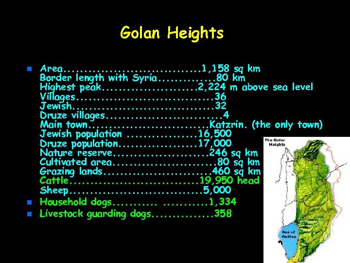 Golan Heights n n n Area. . . . 1, 158 sq km Border