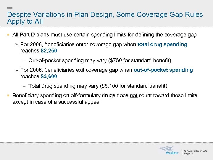 Despite Variations in Plan Design, Some Coverage Gap Rules Apply to All ¡ All