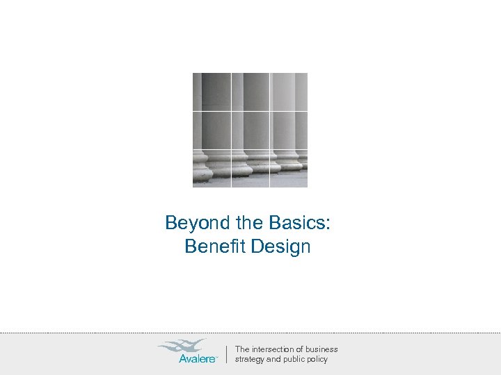 Beyond the Basics: Benefit Design The intersection of business strategy and public policy 