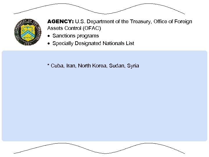 AGENCY: U. S. Department of the Treasury, Office of Foreign Assets Control (OFAC) Sanctions