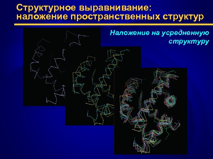 Структурное выравнивание: наложение пространственных структур Наложение на усредненную структуру 