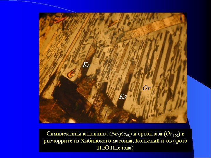 Ks Or Ks Симплектиты калсилита (Ne 2 Ks 98) и ортоклаза (Or 100) в
