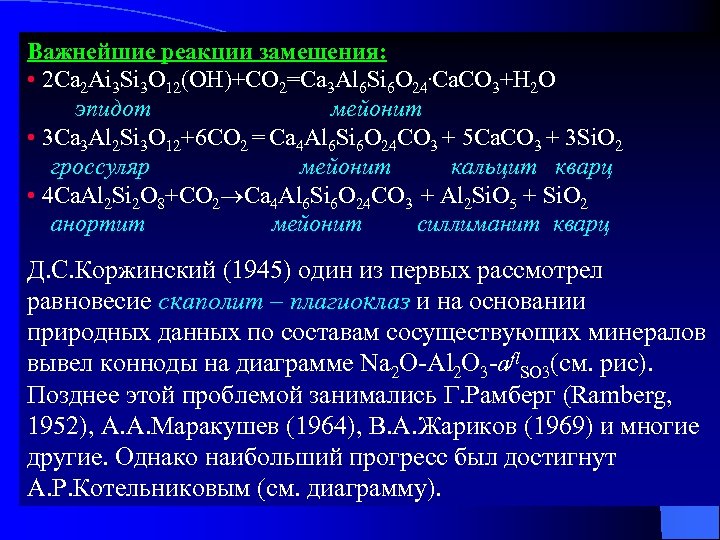 Важнейшие реакции замещения: • 2 Сa 2 Ai 3 Si 3 O 12(OH)+CO 2=Ca