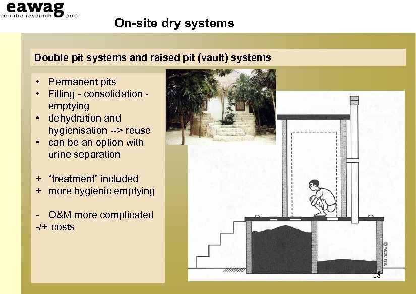 On-site dry systems Double pit systems and raised pit (vault) systems • Permanent pits