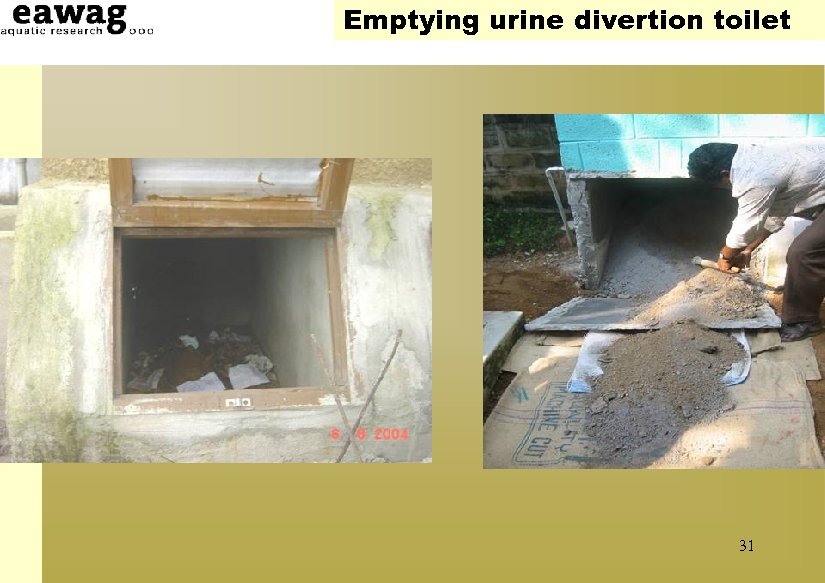Emptying urine divertion toilet 31 