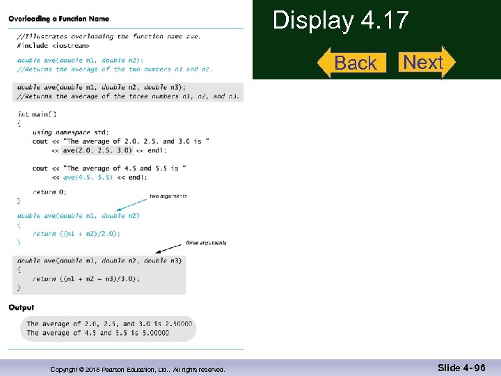 Display 4. 17 Back Copyright © 2015 Pearson Education, Ltd. . All rights reserved.